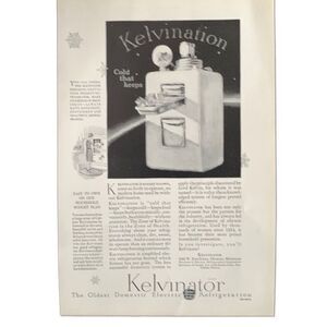 Vintage 1927 Kelvinator Oldest Electric Refrigeration Ad Advertisement